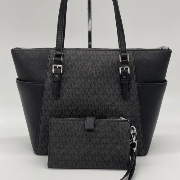 Michael Kors Charlotte Bag & Double Zip Wallet Black - Picture 3 of 11